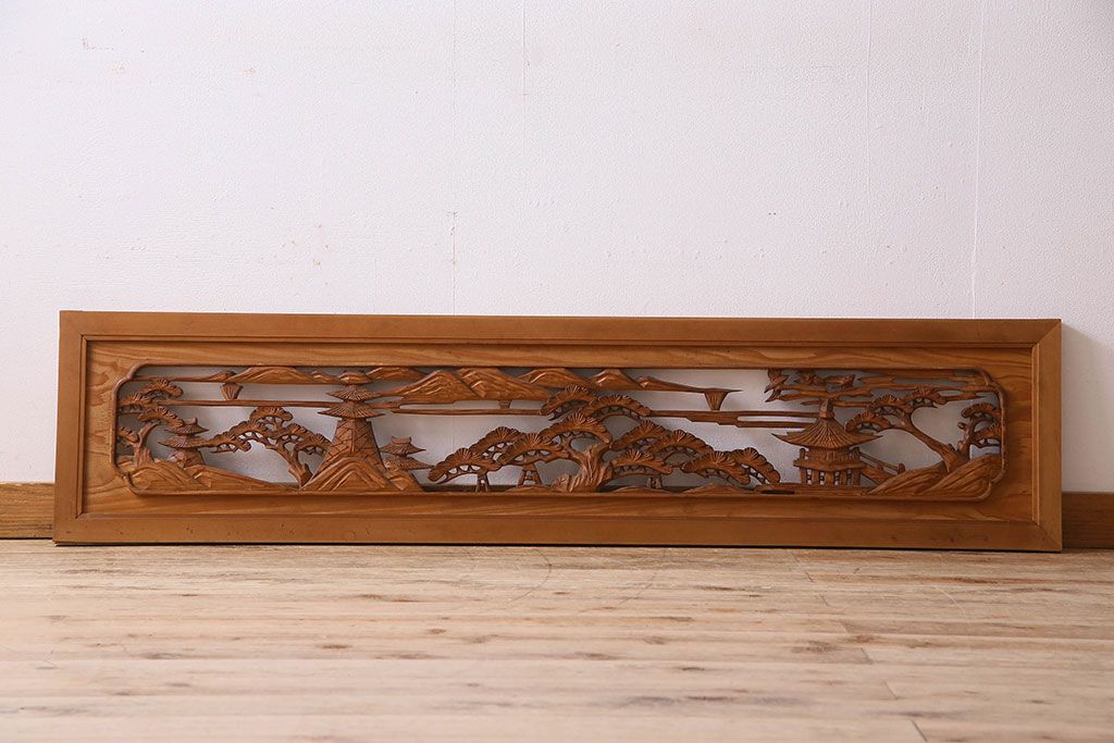 古民具・骨董　檜材　彫刻　透かし彫り欄間