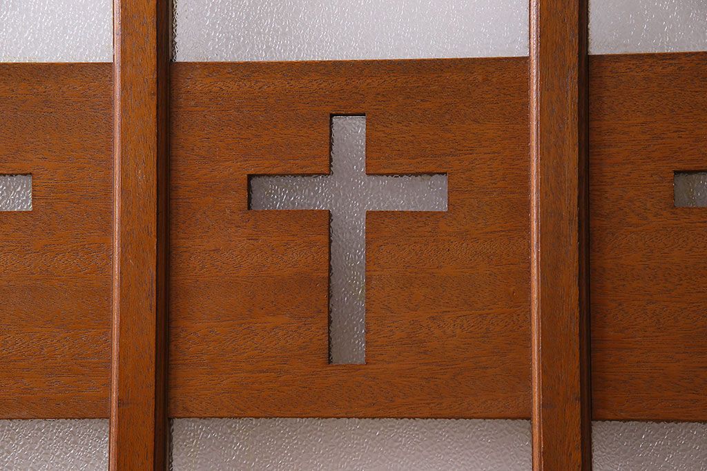 昭和レトロ　特大　教会で使われていたガラス引き戸(ガラス戸)2枚セット