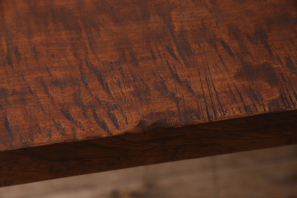 アンティーク家具　和製アンティーク　木挽き板使用　存在感抜群の鉄脚テーブル(作業台)