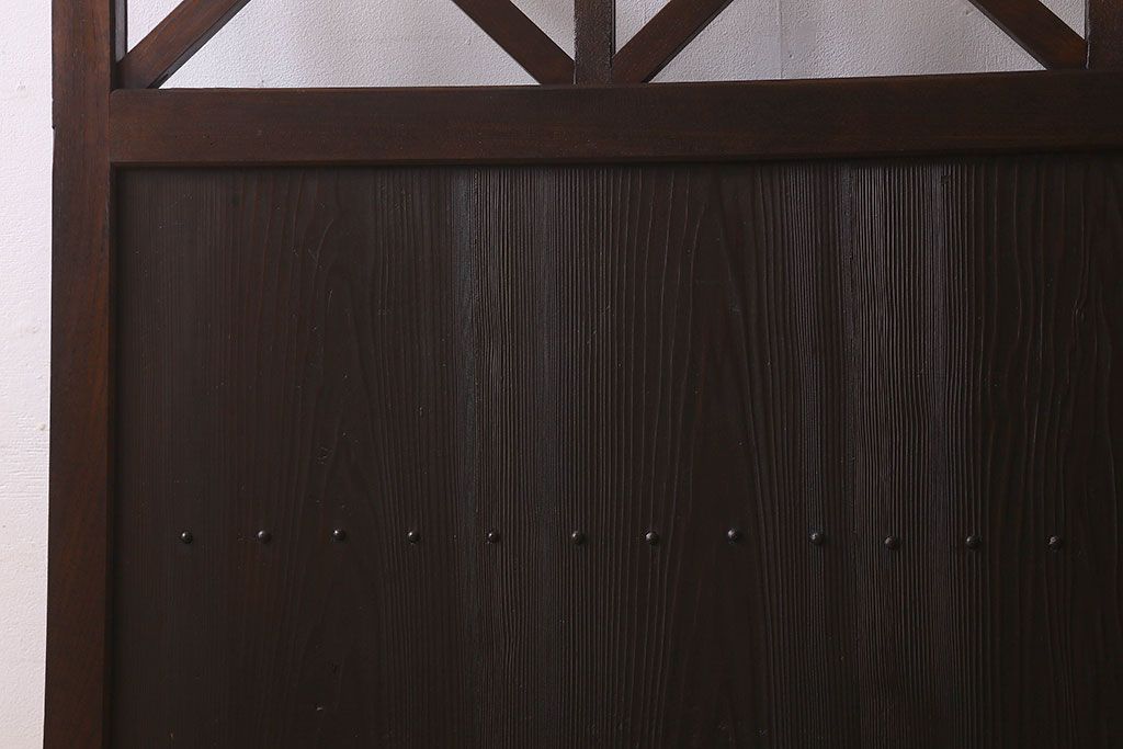 明治大正期　ケヤキ材　お洒落なデザインが素敵なガラス戸(格子戸、引き戸、蔵戸)