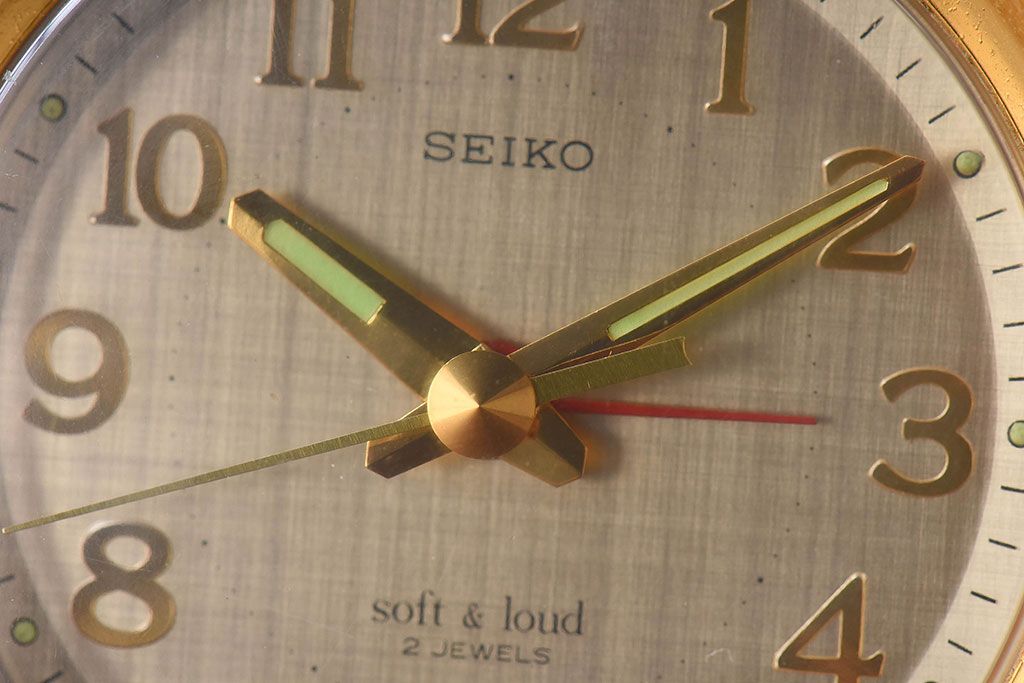 アンティーク雑貨　昭和レトロ　SEIKO soft&loud 2JEWELS　目覚まし時計(置き時計)