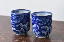 和製アンティーク　九谷赤絵　箱付き　急須・湯呑茶碗　茶器セット(九谷焼、和食器)