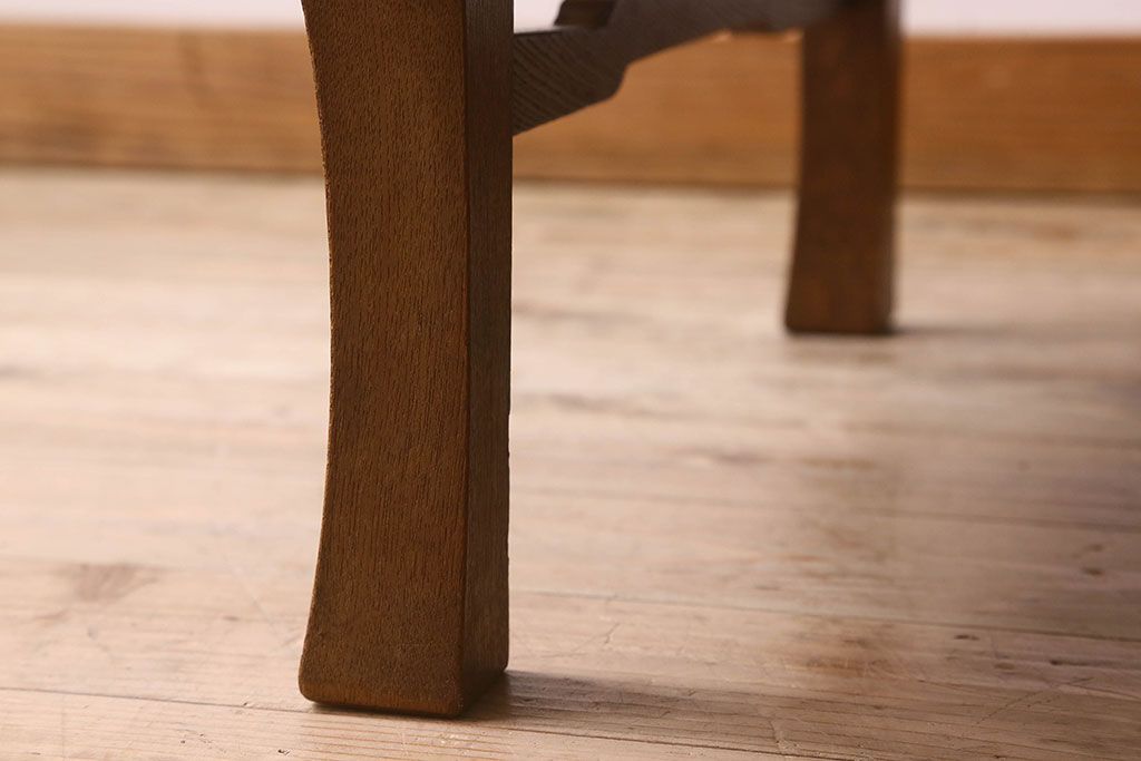 アンティーク家具　和製アンティーク　古い栓材の質感が味わい深い丸ちゃぶ台(座卓、ローテーブル、折り畳みテーブル)