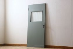 ペイント建具　銀モールガラス入りのレトロなドア(扉)