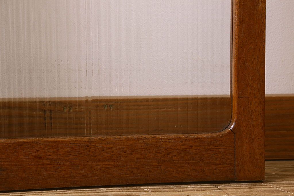 昭和レトロ　クリアガラス・モールガラス使用　懐かしい空気が漂う両開きのガラス扉(窓、ドア、観音扉)2枚セット