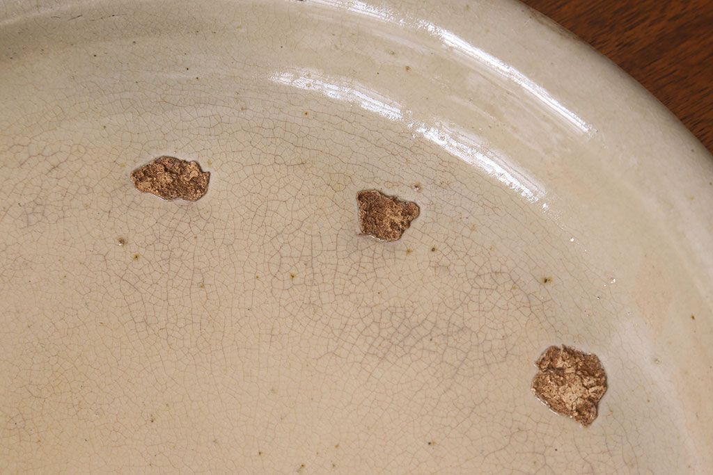 アンティーク雑貨　明治大正期　益子焼　アンティーク石皿(和食器)(1)