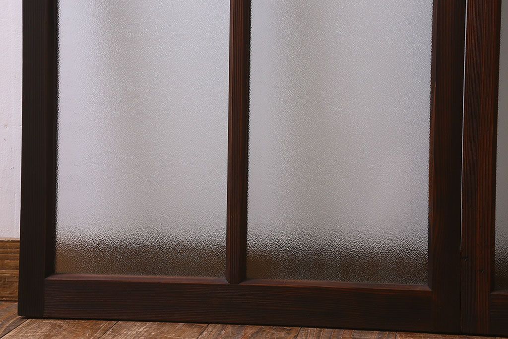 大正〜昭和期　結霜ガラス・色ガラス入り!モダンな雰囲気が魅力的なガラス戸(引き戸、窓)