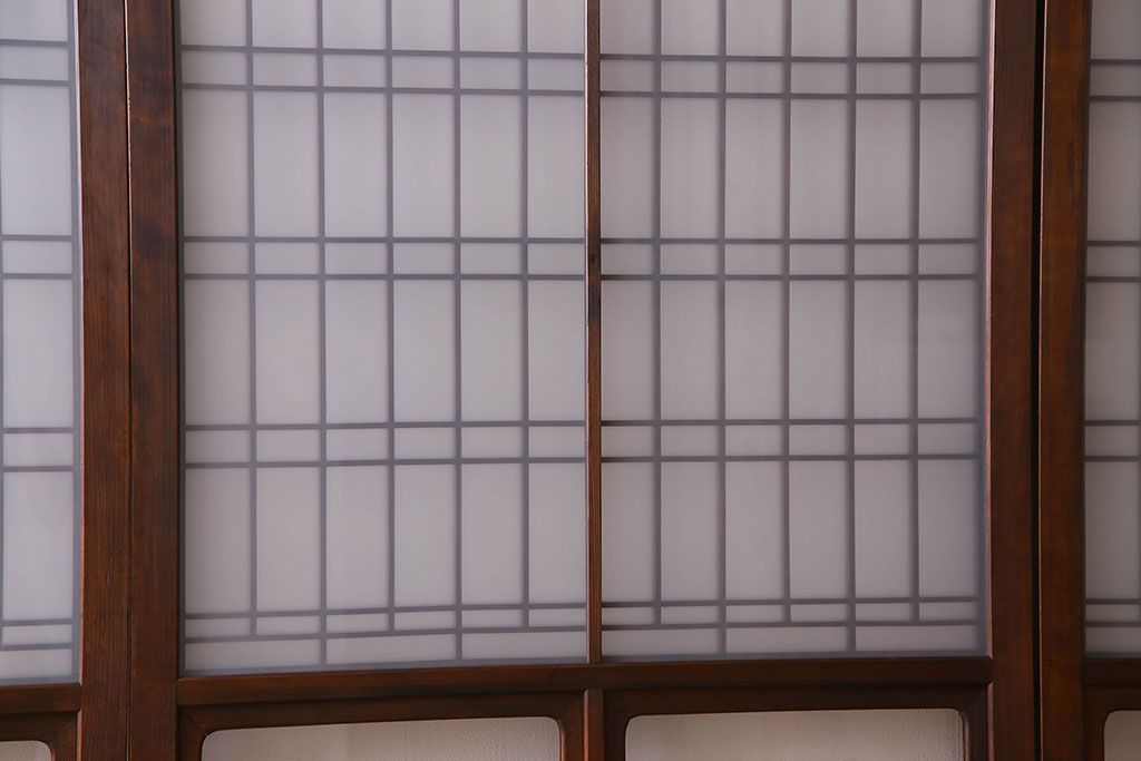 和製アンティーク　凝った格子のデザインが素敵なガラス戸(格子戸)4枚セット