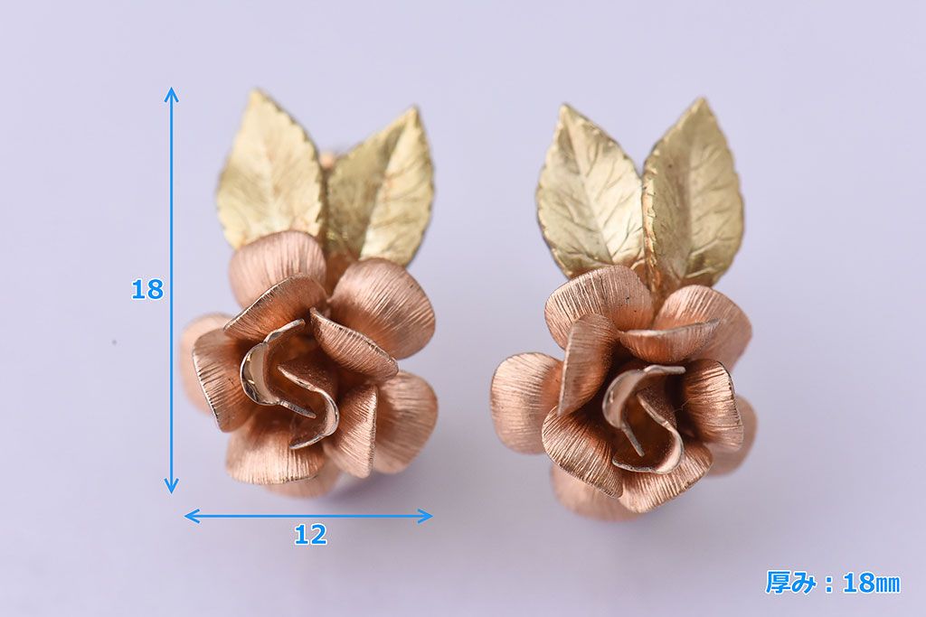 アンティーク雑貨　ビンテージ　krementz(クレメンツ)　バラモチーフのイヤリング