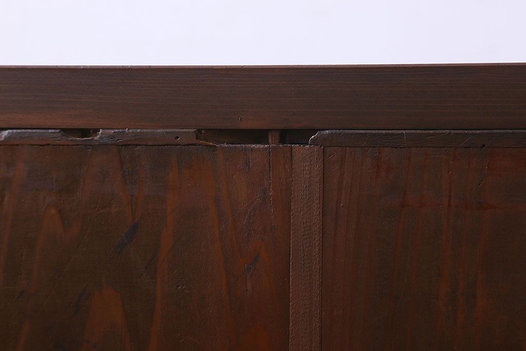 レトロ家具　昭和レトロ　漆塗りが美しい鉄脚付き箪笥ローボード(収納棚、ローチェスト、テレビボード)
