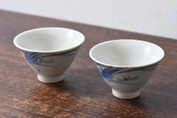 幕末明治期　伊万里焼　染付角皿2枚セット(向付、小鉢、和食器)(R-042682)