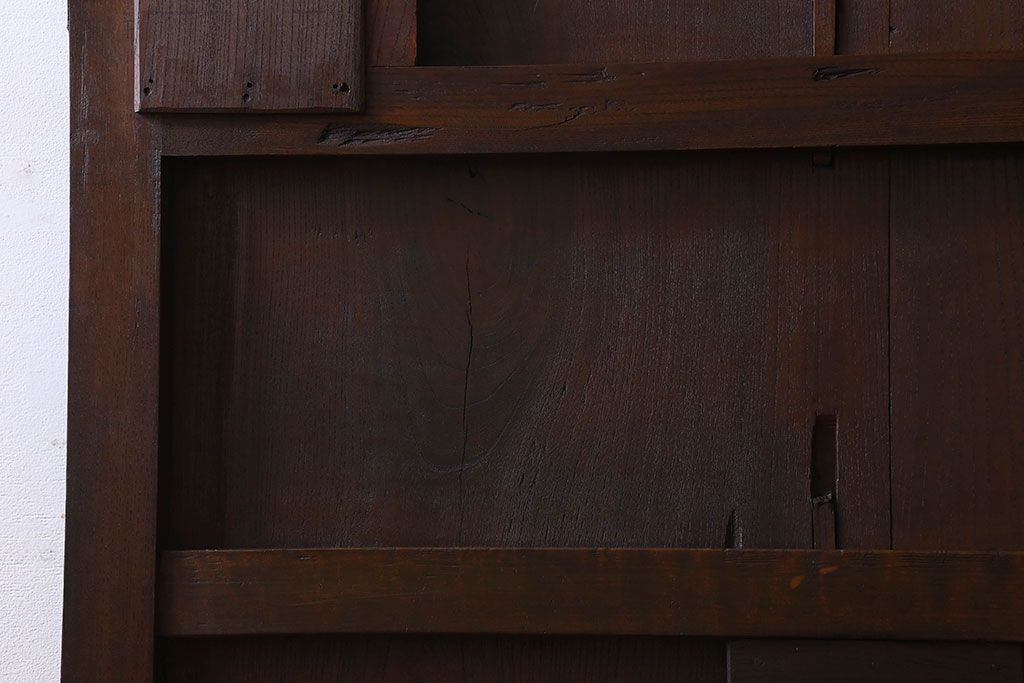 【Y様ご成約分】和製アンティーク　クリアガラス入り　明治大正期の格子蔵戸(引き戸、建具、玄関戸)