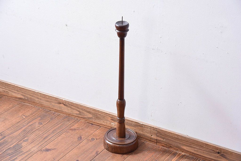 アンティーク雑貨 総ケヤキ材 古い木製のアンティークろうそく立て(燭台、キャンドルスタンド) | ラフジュ工房