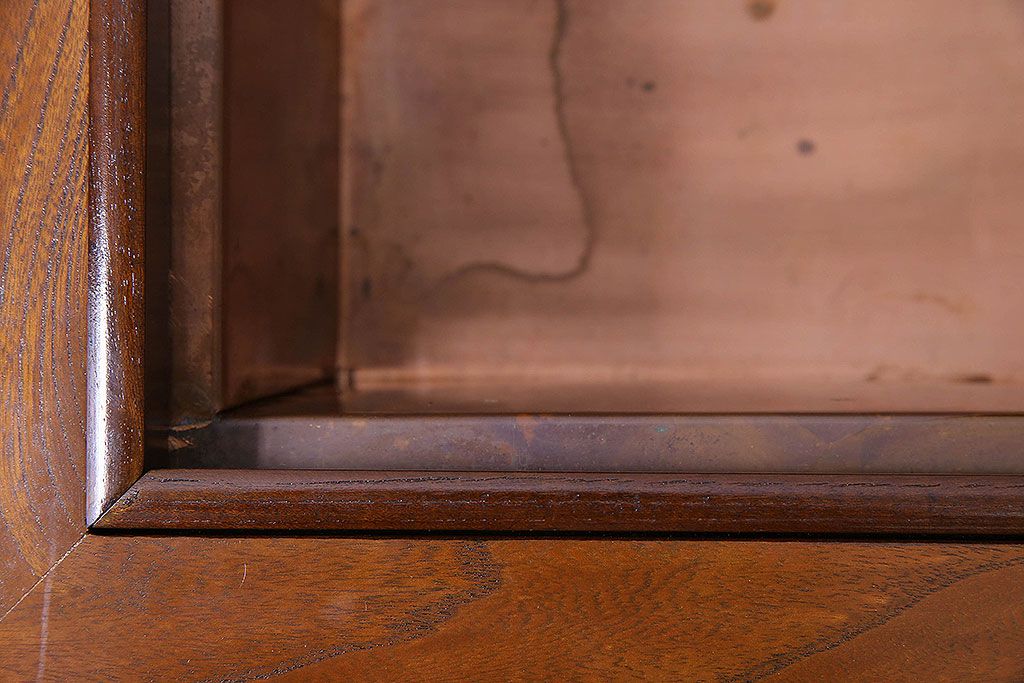 アンティーク雑貨　中古　昭和期　杢目が美しい上品な関西火鉢(長火鉢、囲炉裏、テーブル)