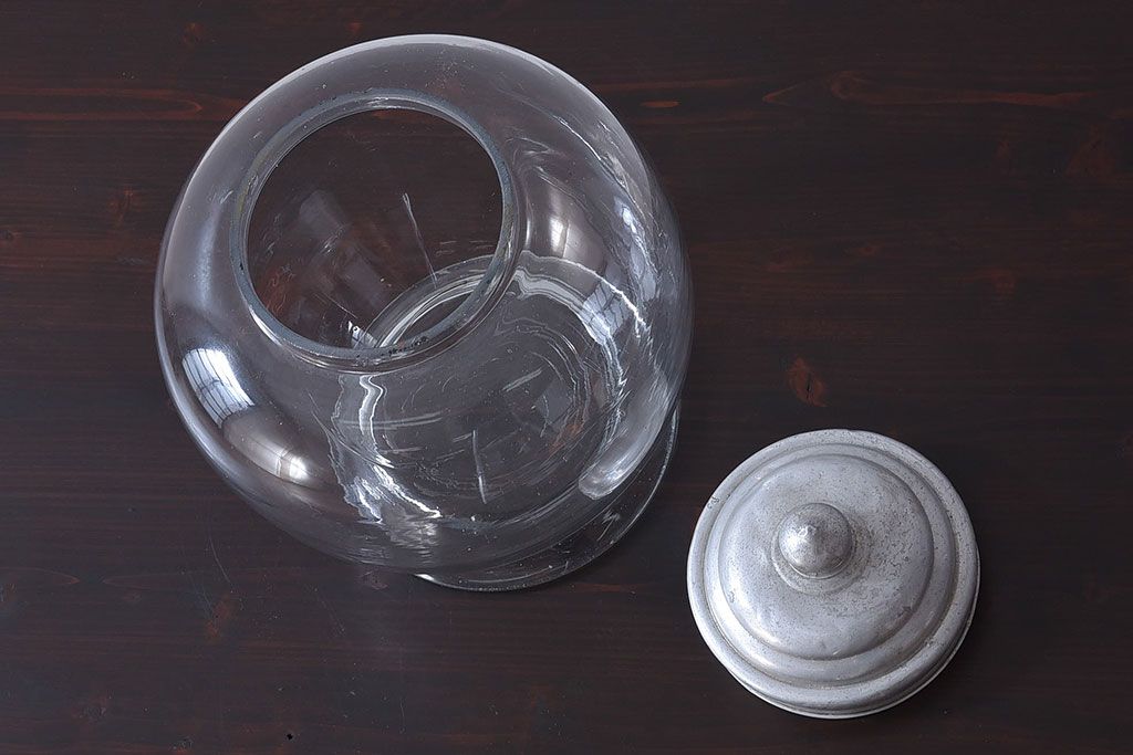 アンティーク雑貨　昭和レトロ　古いアンティーク地球瓶(ガラス瓶、ガラスビン)
