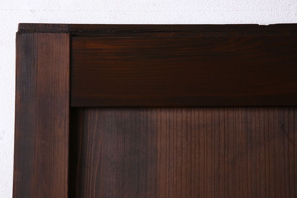和製アンティーク　格子の帯がアクセントのシンプルな格子帯戸(引き戸、仕切り戸、建具)2枚組
