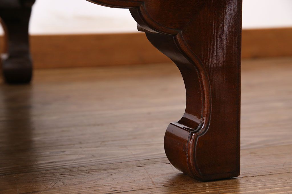 アンティーク家具　和製アンティーク　希少　総ケヤキ材　天板一枚板　漆塗りが美しい座卓(ローテーブル)