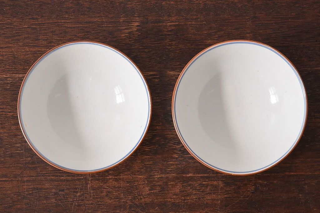 アンティーク雑貨　和食器　色絵　アンティーク蓋付き茶碗2客セット(2)