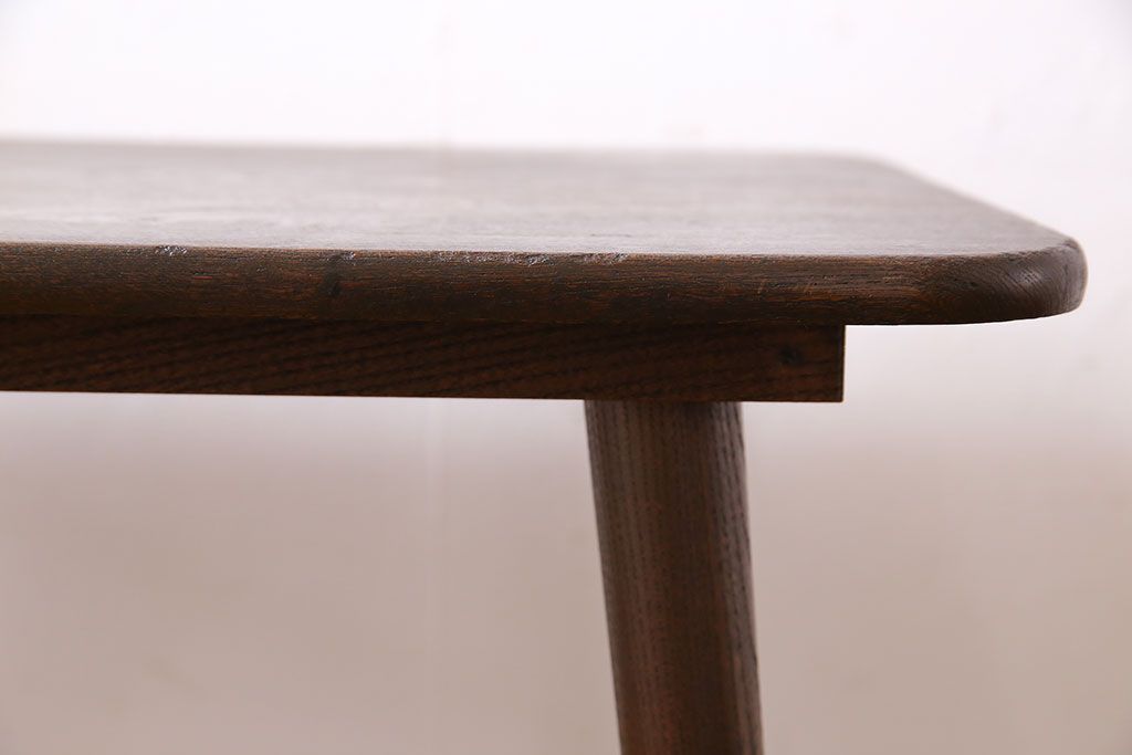 アンティーク雑貨　天板一枚板のシンプルなアンティークセンターテーブル(サイドテーブル、花台)