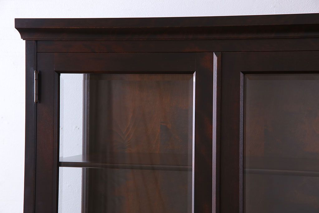 中古　北海道民芸家具　OM158　上質な三方ガラス飾り棚(陳列棚、ガラスケース)(定価約30万円)
