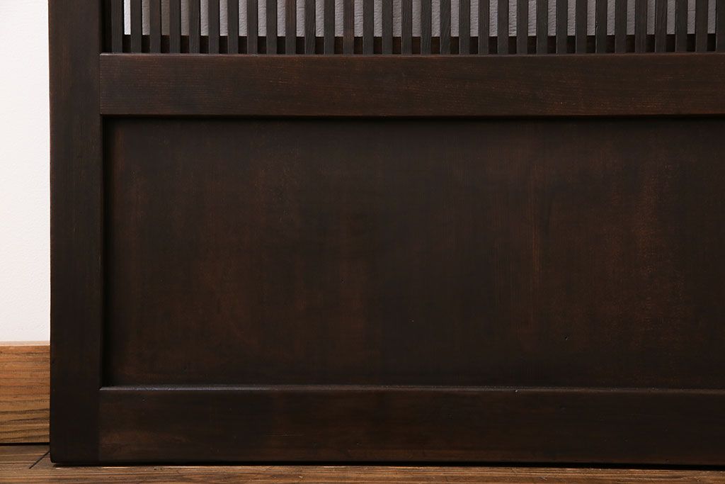 和製アンティーク　細かな桟が美しい裏障子付き格子戸(引き戸、建具)4枚セット