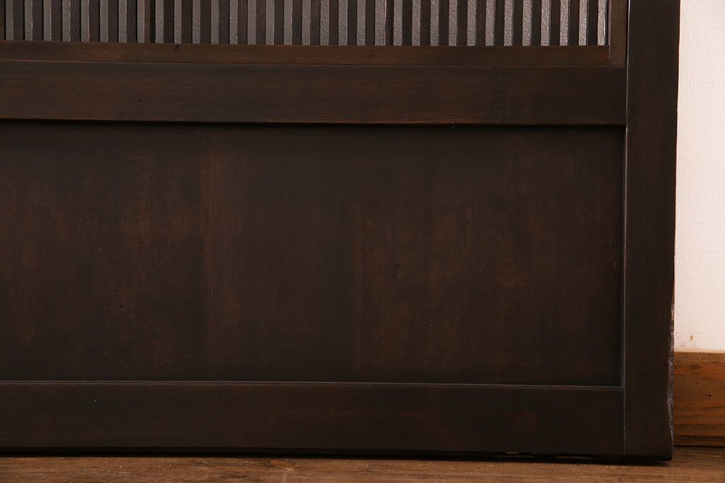 和製アンティーク　細かな桟が美しい裏障子付き格子戸(引き戸、建具)4枚セット