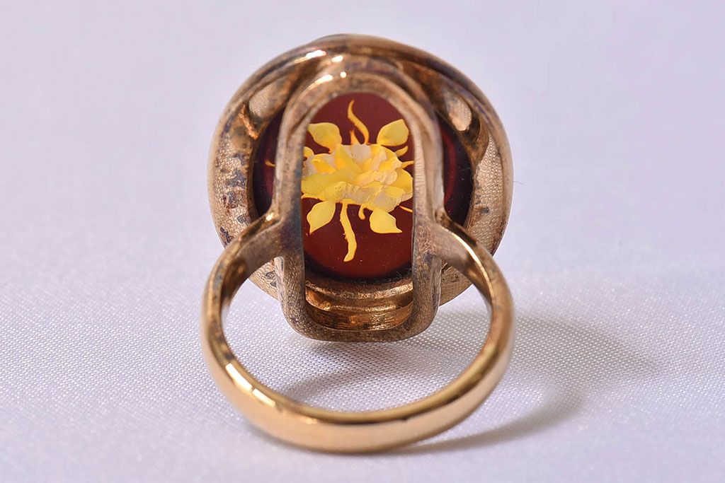 アンティーク雑貨　ビンテージ　上品な薔薇のゴールドメッキリング(指輪)