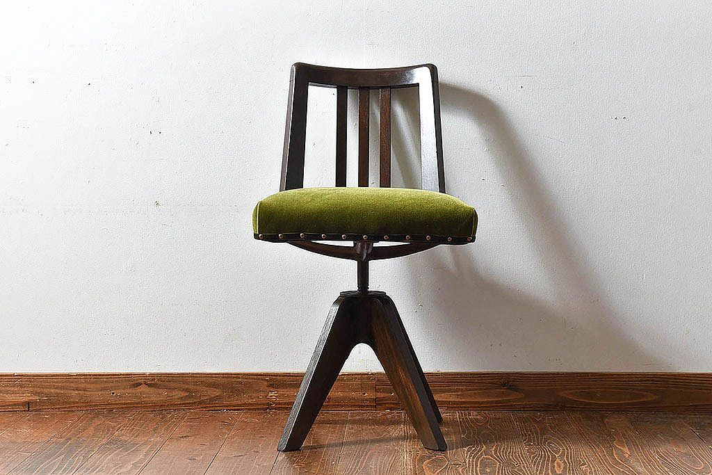 【O様ご成約済み】和製アンティーク　オーク材　回転イス(椅子、チェア、ワークチェア)