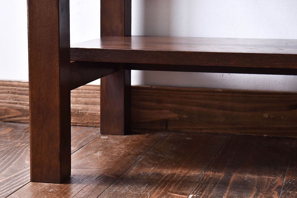 アンティーク家具　和製アンティーク　ナラ材　深みのある色合いの薄型コンソールテーブル(平机、在宅ワーク、在宅用デスク)