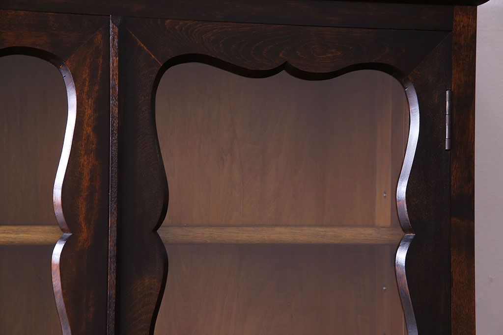 ビンテージ　中古　松本民芸家具　#58型　扉のデザインがおしゃれな食器棚(カップボード)