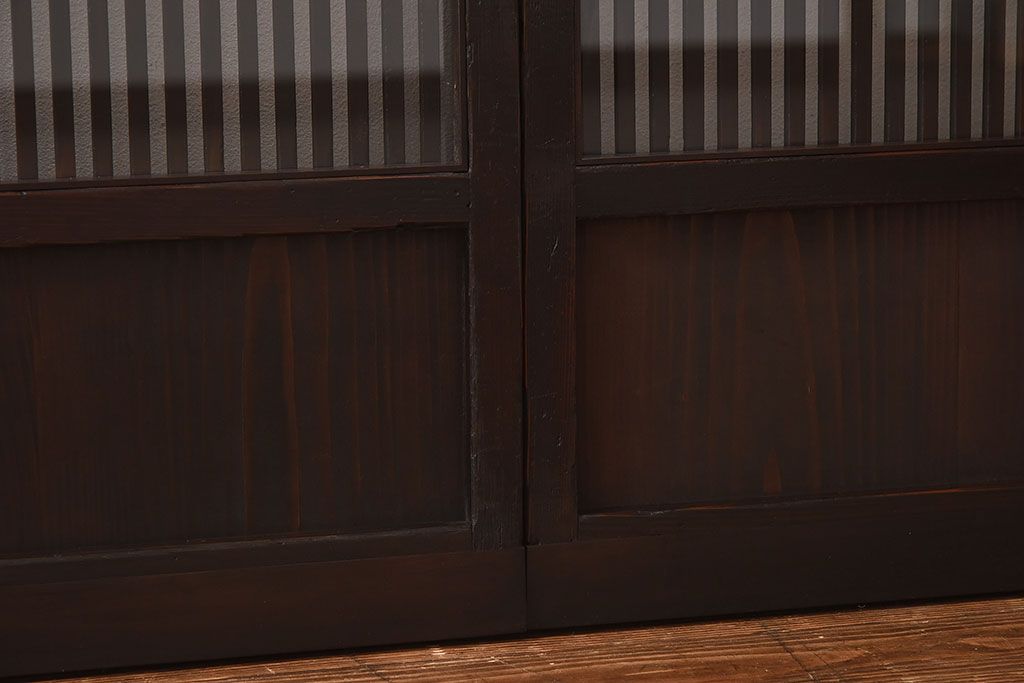 和製アンティーク　上品な雰囲気漂う和モダンな格子戸(引き戸、建具)2枚セット