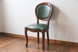 中古　フランス製　本革　上品な雰囲気漂うビーチ材のチェア(椅子)(2)