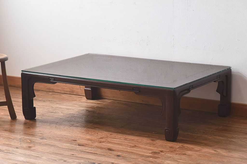 中古 美品 大阪唐木指物 上品なデザインのテーブル(座卓、ローテーブル 