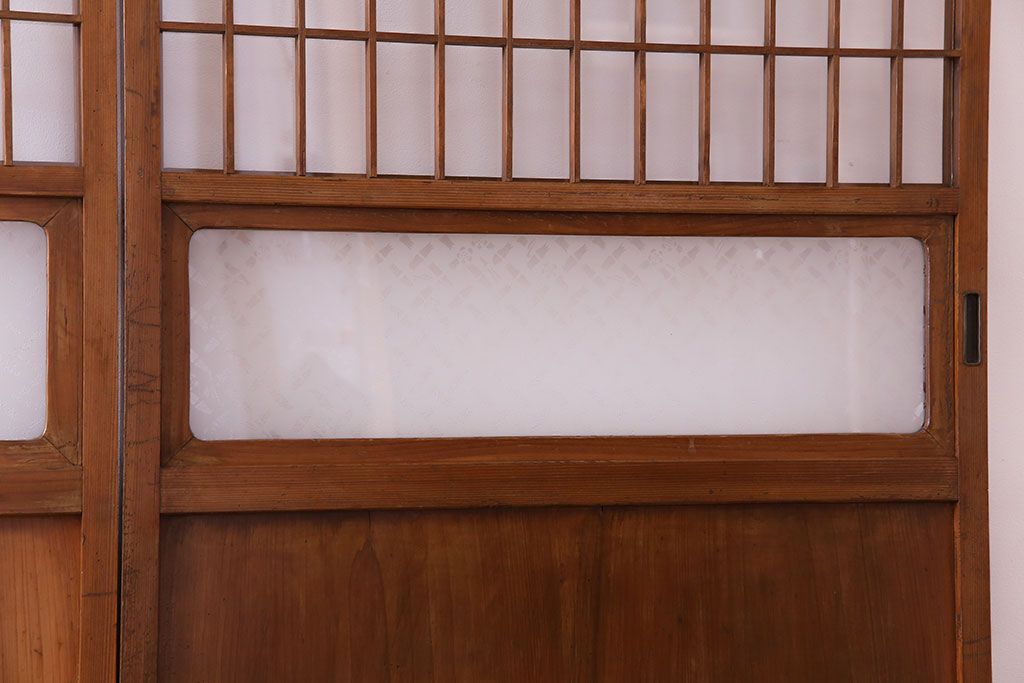【S様ご成約分】なつかしさ漂う昭和レトロのガラス障子戸(格子戸、引き戸)4枚セット