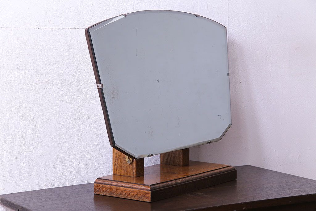 アンティーク雑貨　イギリスビンテージ　アンティークのシンプルなミラー(鏡、卓上ミラー)