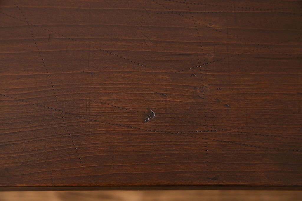 アンティーク家具　和製アンティーク　古材の質感が味わい深い鉄脚のローテーブル(作業台、アイアンテーブル)