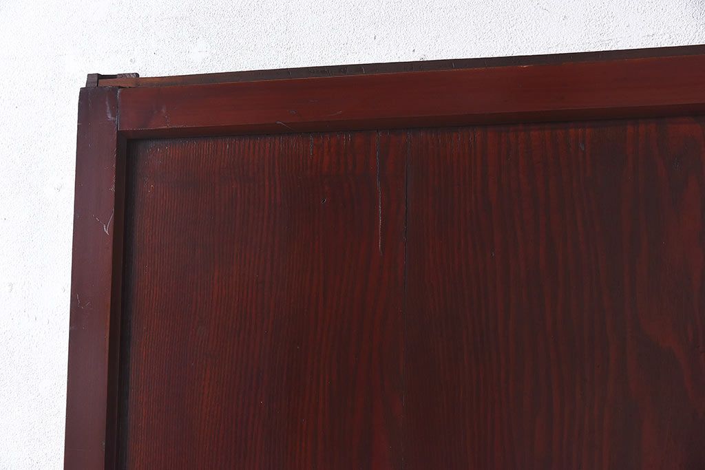 和製アンティーク　栗材使用　漆塗り　深みのある色合いが魅力のガラス帯戸(引き戸、建具)