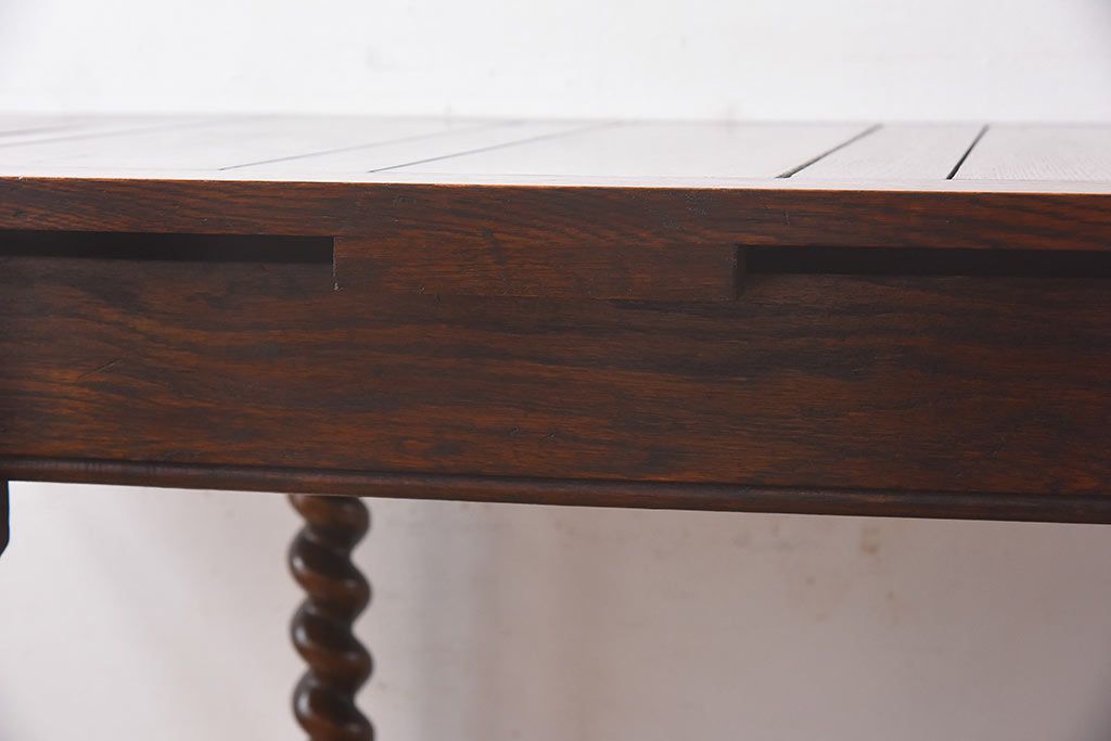 アンティーク家具　イギリスアンティーク　上品なデザインのドローリーフテーブル(エクステンションテーブル、ダイニングテーブル)