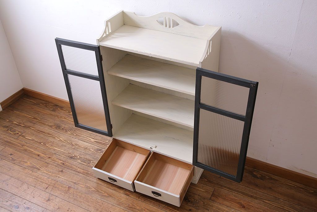 ペイント家具　2色のペイントカラーがおしゃれな本箱(ブックケース、収納棚、キャビネット)