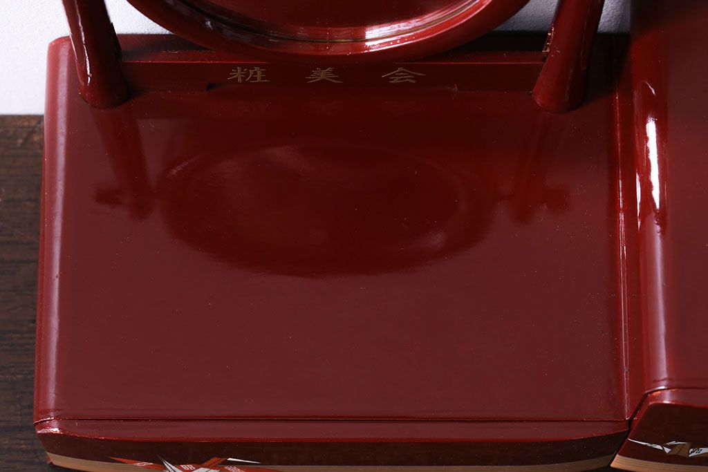 アンティーク雑貨　和製アンティーク　折り鶴　朱色が鮮やかな姫鏡台(小型ドレッサー、化粧台)