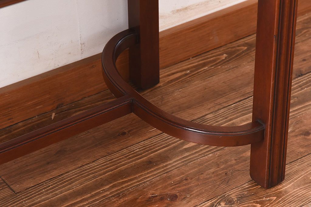 アンティーク家具　イギリスアンティーク　マホガニー　細かな引き出しが魅力の薄型コンソールテーブル(サイドテーブル)