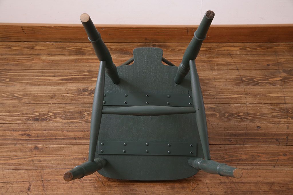 アンティーク雑貨　イギリスビンテージ　アンティークペイントのスティックバックチェア(ダイニングチェア、椅子)(1)
