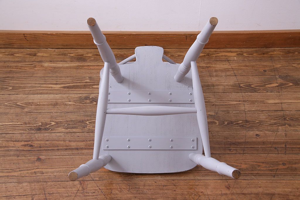 アンティーク雑貨　イギリスビンテージ　アンティークペイントのスティックバックチェア(ダイニングチェア、椅子)(2)