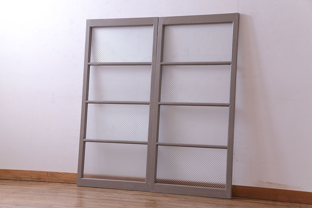 人気が高い ペイント家具 シャビーシックな風合いのフィックス窓2枚セット 建具