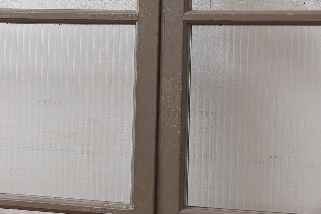 ペイント家具　シャビーシックな風合いのフィックス窓(明かり取り、明り取り、はめ殺し窓)2枚セット(1)