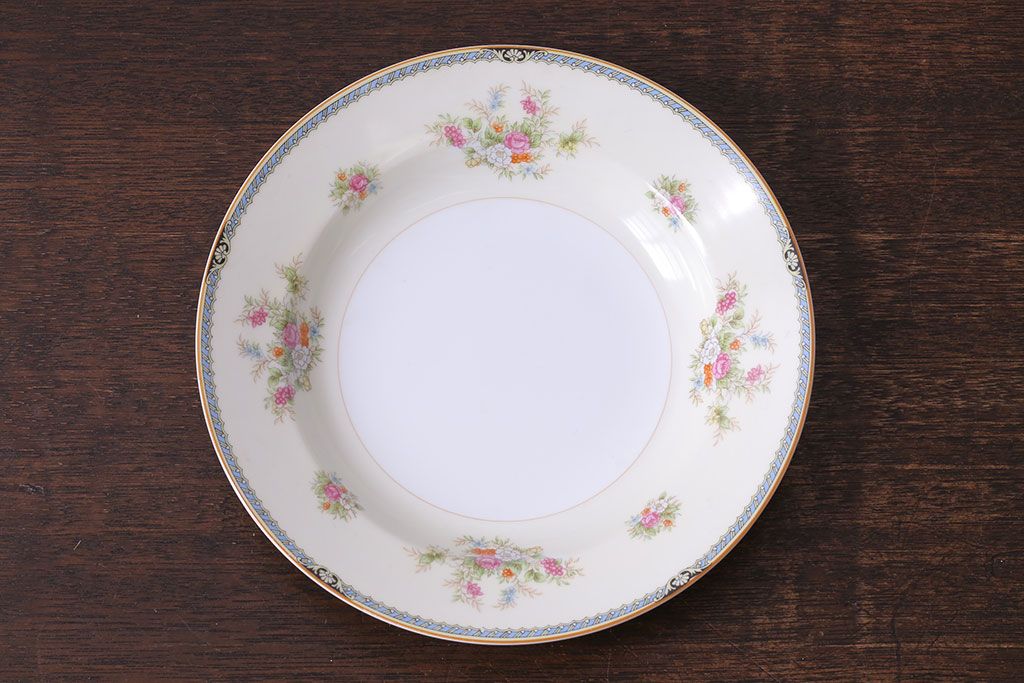 中古　ノリタケ(Noritake、則武)　可憐な花柄が魅力のスープ皿(洋食器)2枚セット