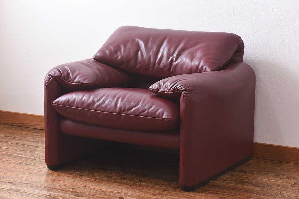 中古　Cassina(カッシーナ)　MARALUNGA(マラルンガ)　本革　FY革　1Pソファ(定価約100万円)