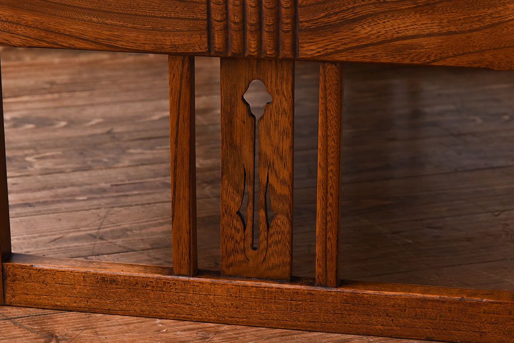 アンティーク家具　大正昭和期　総ケヤキ材の上質な雰囲気漂う文机(ローテーブル、座卓)