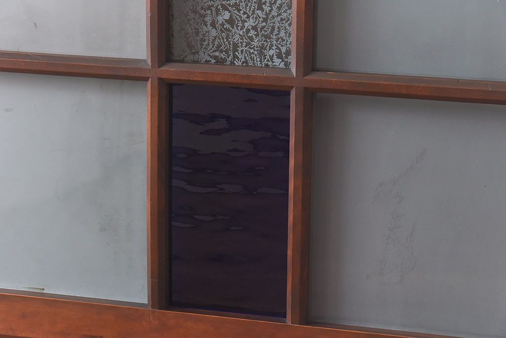 大正ロマン　シックな色合いが上品な印象のガラス戸(ガラス引き戸、引き戸、建具)
