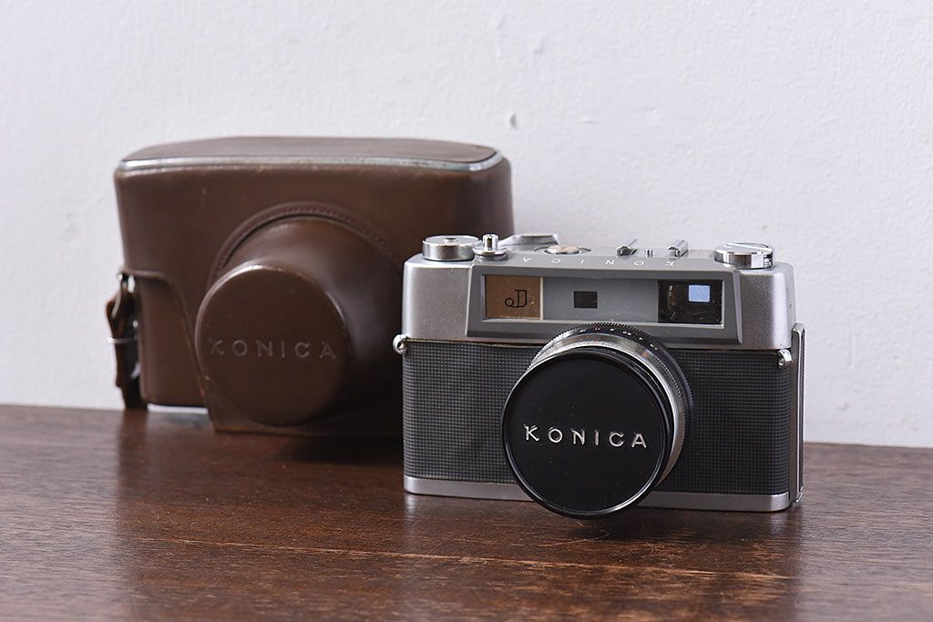 アンティーク雑貨 ビンテージカメラ ケース付き 小西六 KONICA(コニカ